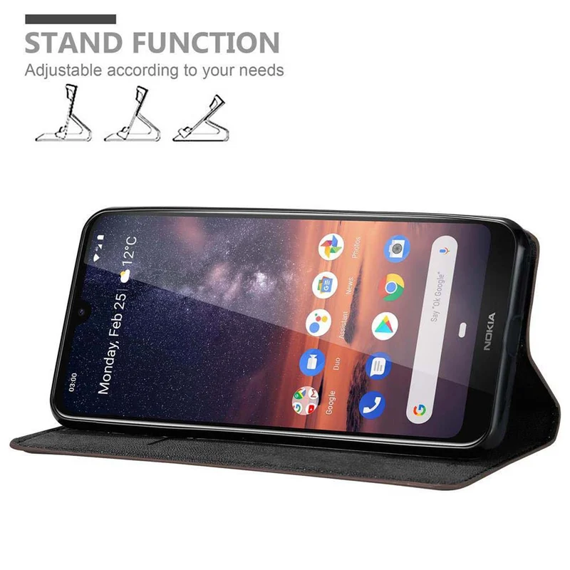 Cadorabo Hülle kompatibel mit Nokia 3,2 Schutzhülle mit Magnetverschluss, Standfunktion und Kartenfach