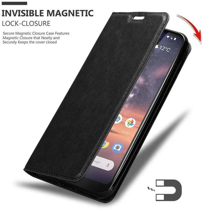 Cadorabo Hülle kompatibel mit Nokia 3,2 Schutzhülle mit Magnetverschluss, Standfunktion und Kartenfach