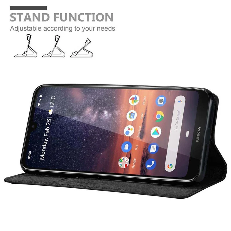 Cadorabo Hülle kompatibel mit Nokia 3,2 Schutzhülle mit Magnetverschluss, Standfunktion und Kartenfach