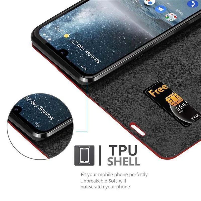 Cadorabo Hülle kompatibel mit Nokia 4,2 Schutzhülle mit Magnetverschluss, Standfunktion und Kartenfach