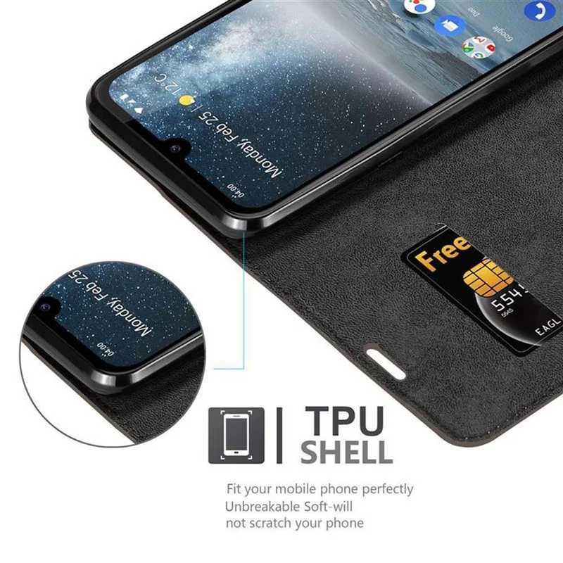 Cadorabo Hülle kompatibel mit Nokia 4,2 Schutzhülle mit Magnetverschluss, Standfunktion und Kartenfach