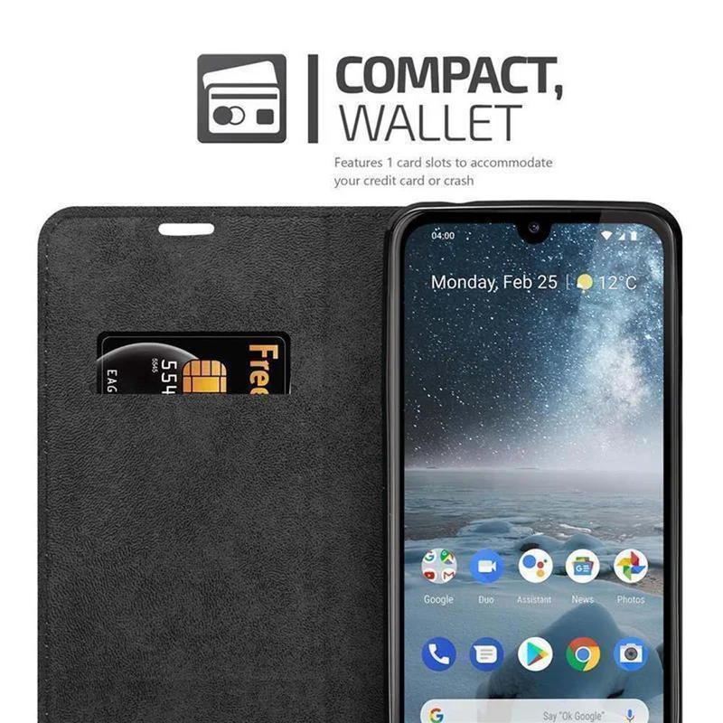 Cadorabo Hülle kompatibel mit Nokia 4,2 Schutzhülle mit Magnetverschluss, Standfunktion und Kartenfach