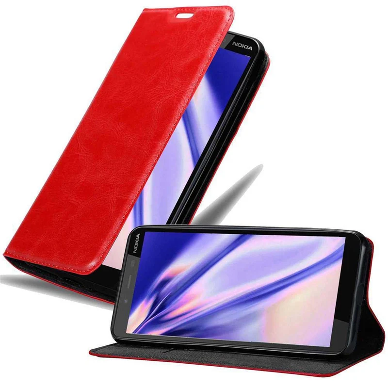 Cadorabo Hülle kompatibel mit Nokia 1 PLUS Schutzhülle mit Magnetverschluss, Standfunktion und Kartenfach