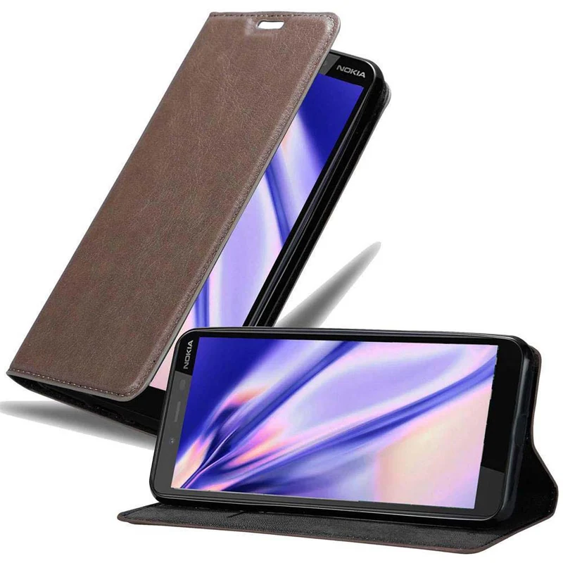 Cadorabo Hülle kompatibel mit Nokia 1 PLUS Schutzhülle mit Magnetverschluss, Standfunktion und Kartenfach