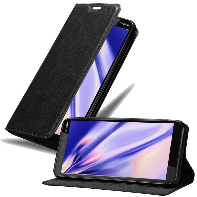 Cadorabo Hülle kompatibel mit Nokia 1 PLUS Schutzhülle mit Magnetverschluss, Standfunktion und Kartenfach