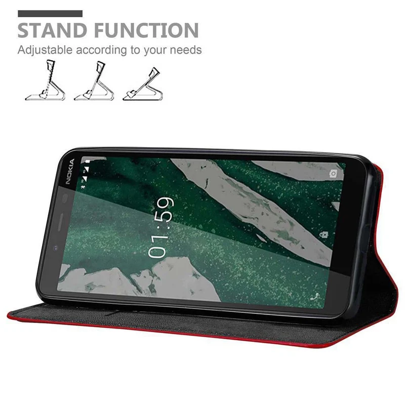 Cadorabo Hülle kompatibel mit Nokia 1 PLUS Schutzhülle mit Magnetverschluss, Standfunktion und Kartenfach