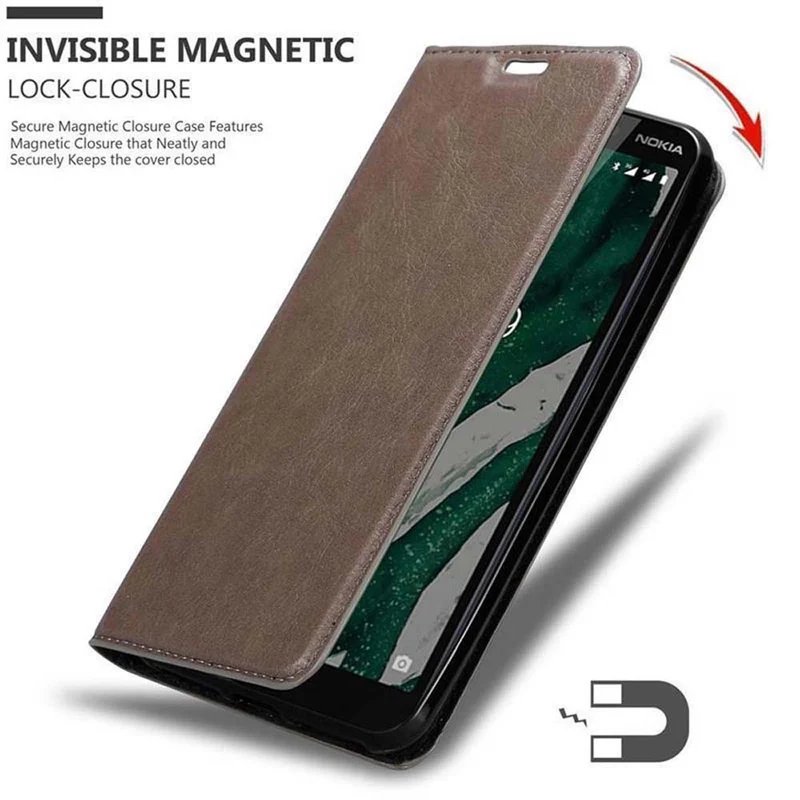 Cadorabo Hülle kompatibel mit Nokia 1 PLUS Schutzhülle mit Magnetverschluss, Standfunktion und Kartenfach