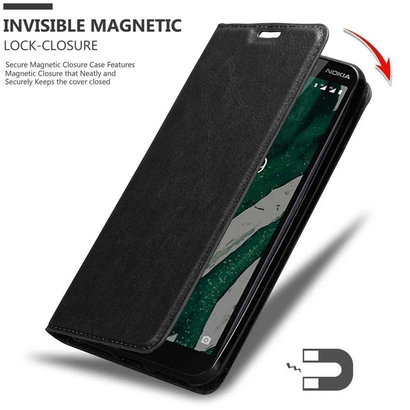 Cadorabo Hülle kompatibel mit Nokia 1 PLUS Schutzhülle mit Magnetverschluss, Standfunktion und Kartenfach