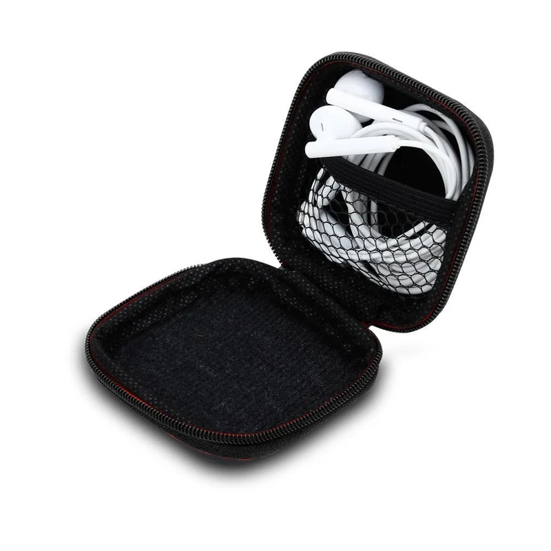 Cadorabo Kopfhörer Aufbewahrungsbox Eckige Robuste Tasche aus formstabilem Stoff mit Netzfach und Reißverschluss für Headset, In-Ear Headphone und vieles mehr