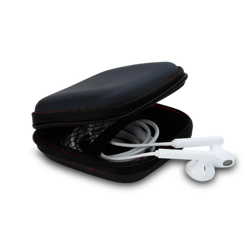 Cadorabo Kopfhörer Aufbewahrungsbox Eckige Robuste Tasche aus formstabilem Stoff mit Netzfach und Reißverschluss für Headset, In-Ear Headphone und vieles mehr