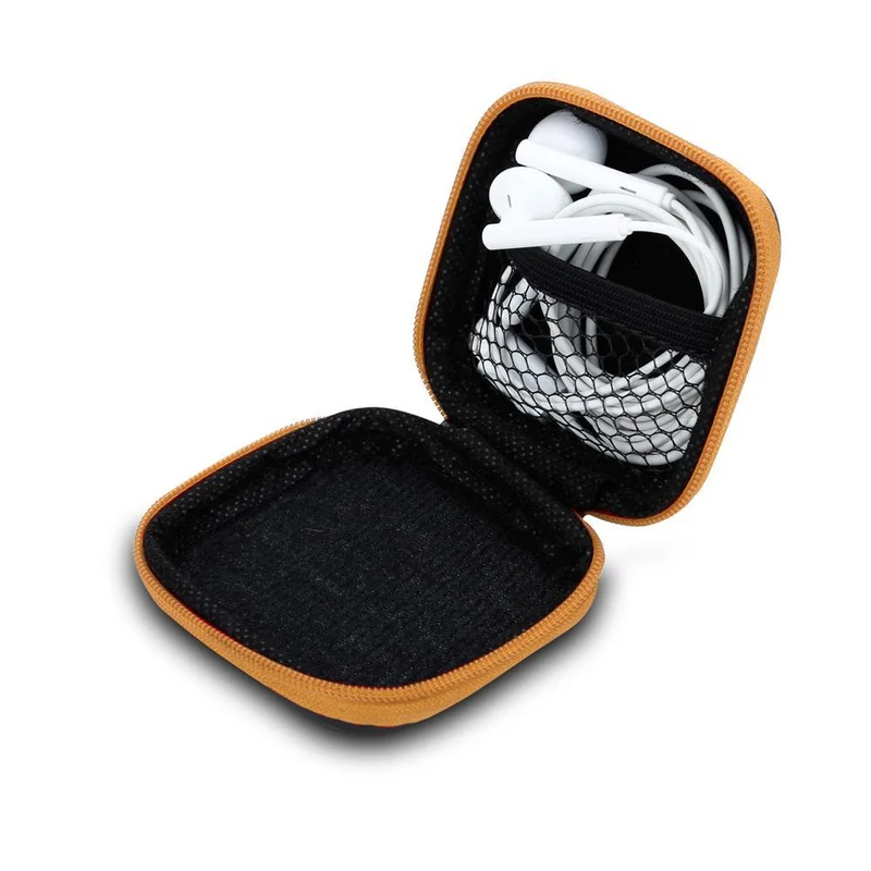 Cadorabo Kopfhörer Aufbewahrungsbox Eckige Robuste Tasche aus formstabilem Stoff mit Netzfach und Reißverschluss für Headset, In-Ear Headphone und vieles mehr