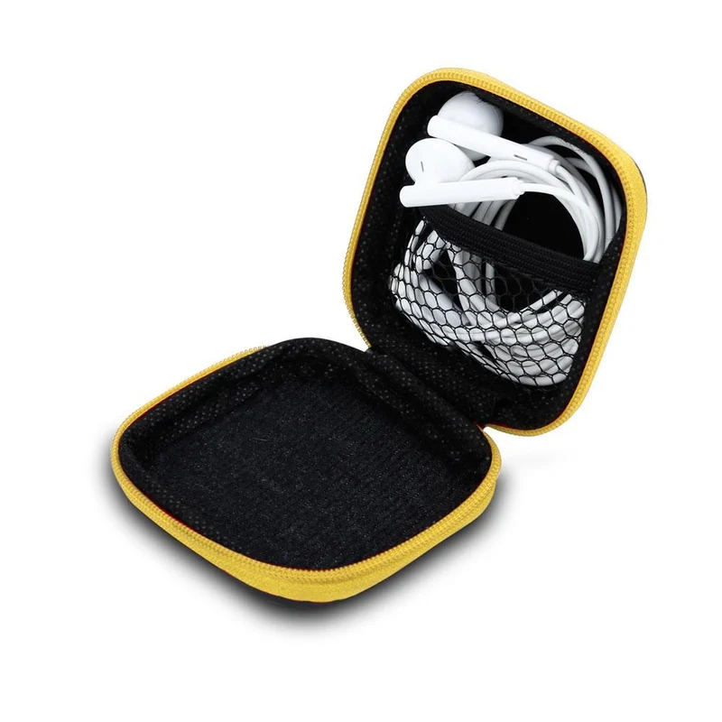 Cadorabo Kopfhörer Aufbewahrungsbox Eckige Robuste Tasche aus formstabilem Stoff mit Netzfach und Reißverschluss für Headset, In-Ear Headphone und vieles mehr