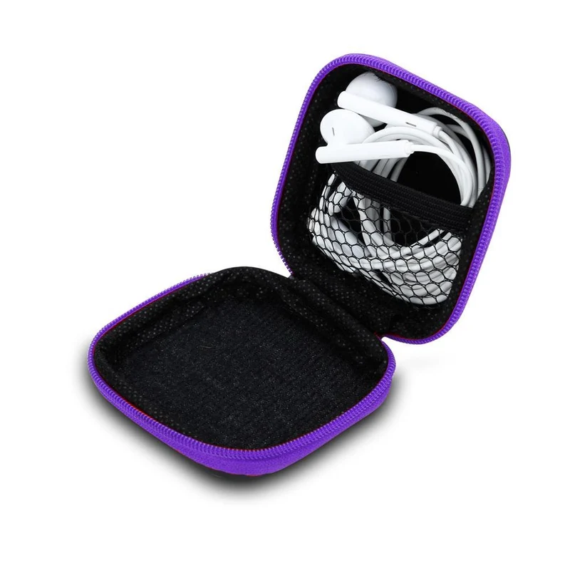 Cadorabo Kopfhörer Aufbewahrungsbox Eckige Robuste Tasche aus formstabilem Stoff mit Netzfach und Reißverschluss für Headset, In-Ear Headphone und vieles mehr