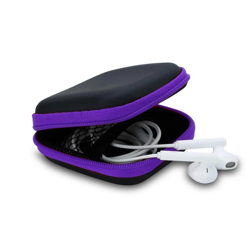 Cadorabo Kopfhörer Aufbewahrungsbox Eckige Robuste Tasche aus formstabilem Stoff mit Netzfach und Reißverschluss für Headset, In-Ear Headphone und vieles mehr