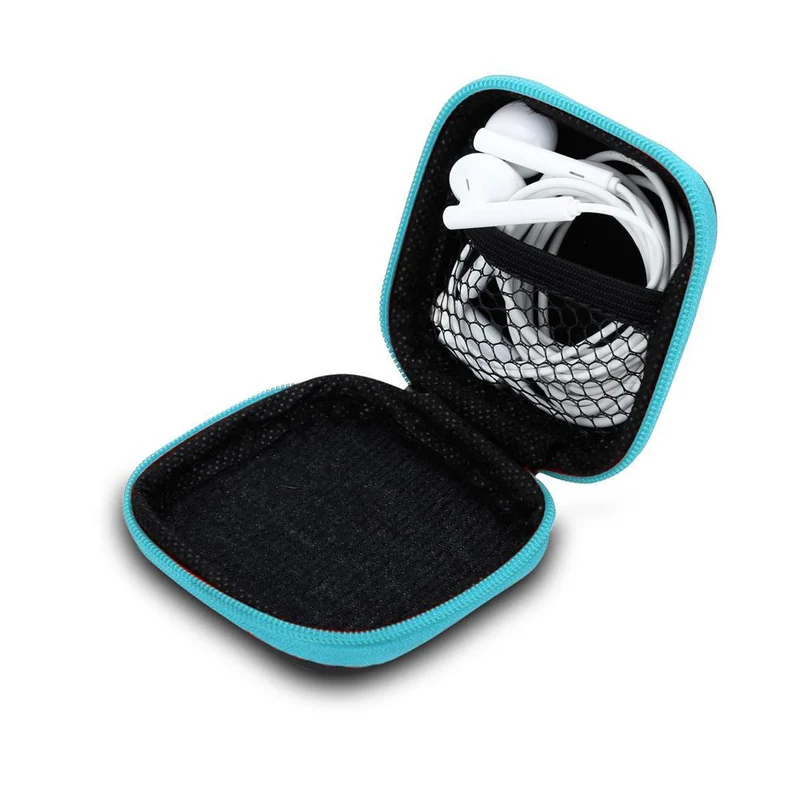 Cadorabo Kopfhörer Aufbewahrungsbox Eckige Robuste Tasche aus formstabilem Stoff mit Netzfach und Reißverschluss für Headset, In-Ear Headphone und vieles mehr