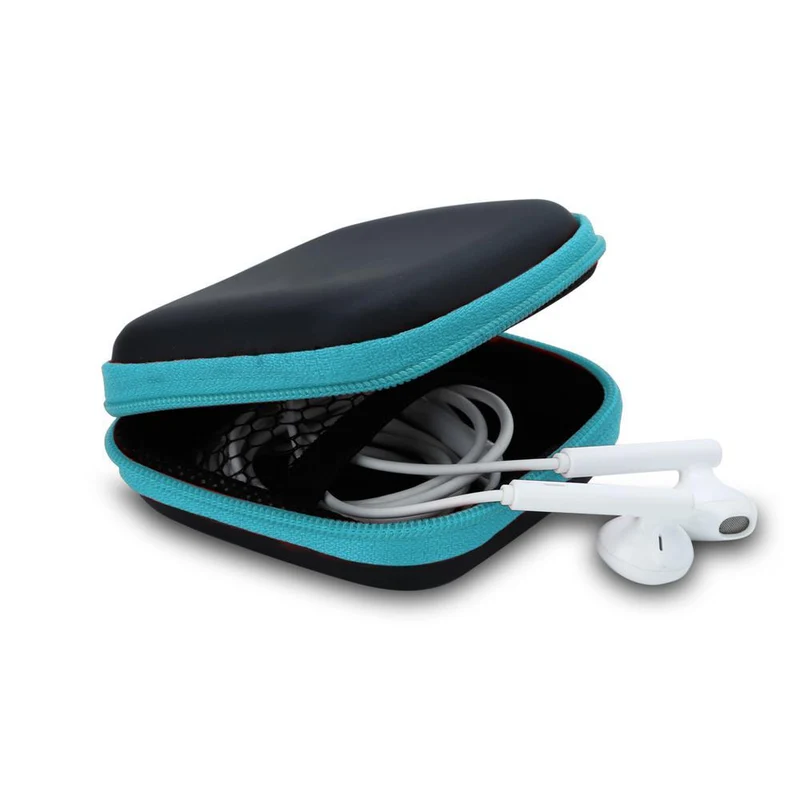 Cadorabo Kopfhörer Aufbewahrungsbox Eckige Robuste Tasche aus formstabilem Stoff mit Netzfach und Reißverschluss für Headset, In-Ear Headphone und vieles mehr
