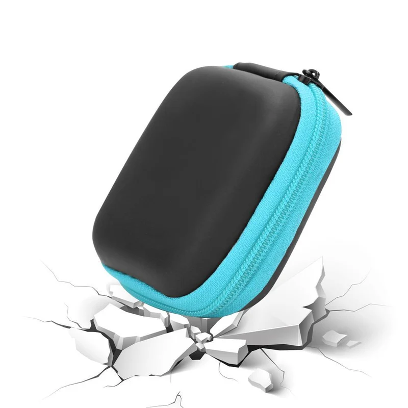 Cadorabo Kopfhörer Aufbewahrungsbox Eckige Robuste Tasche aus formstabilem Stoff mit Netzfach und Reißverschluss für Headset, In-Ear Headphone und vieles mehr
