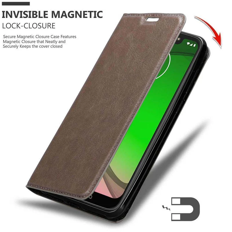 Cadorabo Hülle kompatibel mit Motorola MOTO G7 PLAY Schutzhülle mit Magnetverschluss, Standfunktion und Kartenfach