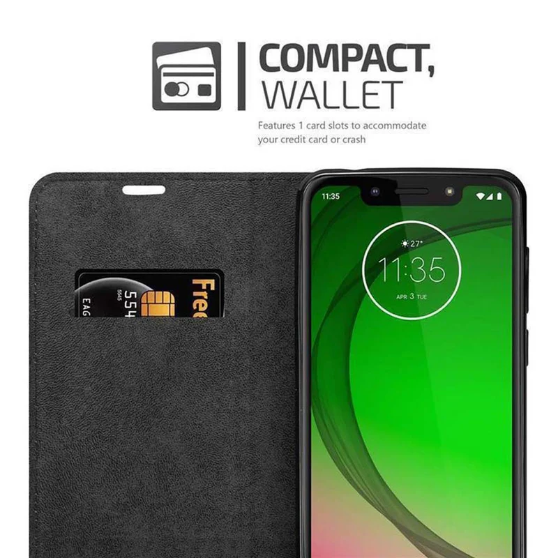 Cadorabo Hülle kompatibel mit Motorola MOTO G7 PLAY Schutzhülle mit Magnetverschluss, Standfunktion und Kartenfach