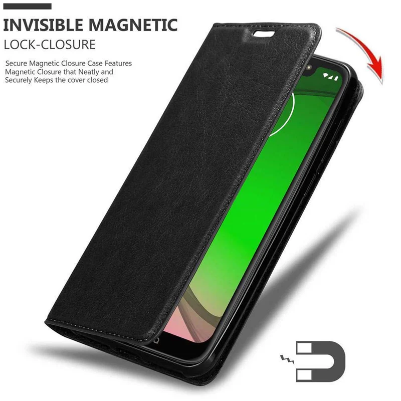 Cadorabo Hülle kompatibel mit Motorola MOTO G7 PLAY Schutzhülle mit Magnetverschluss, Standfunktion und Kartenfach
