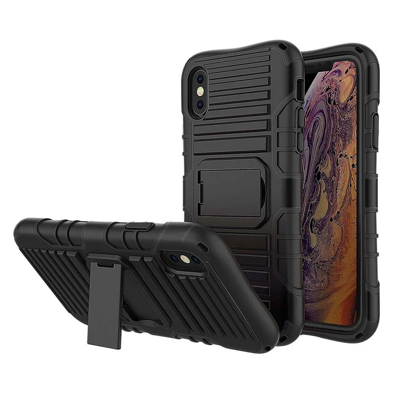 Cadorabo Hülle kompatibel mit Apple iPhone X / XS Outdoor Hybrid Schutzhülle mit Standfunktion im Heavy Duty Design