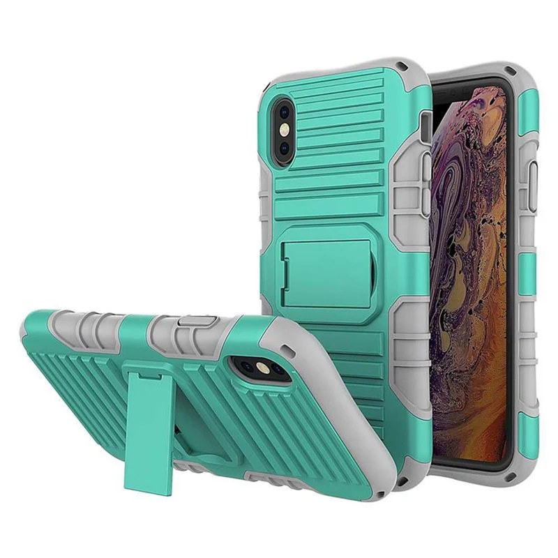 Cadorabo Hülle kompatibel mit Apple iPhone X / XS Outdoor Hybrid Schutzhülle mit Standfunktion im Heavy Duty Design