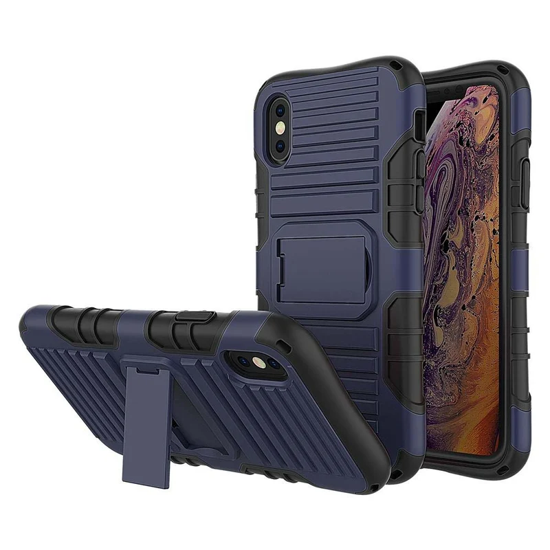 Cadorabo Hülle kompatibel mit Apple iPhone X / XS Outdoor Hybrid Schutzhülle mit Standfunktion im Heavy Duty Design
