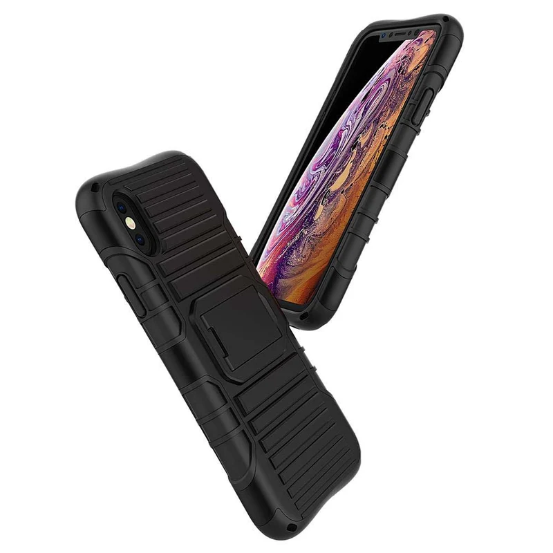 Cadorabo Hülle kompatibel mit Apple iPhone X / XS Outdoor Hybrid Schutzhülle mit Standfunktion im Heavy Duty Design