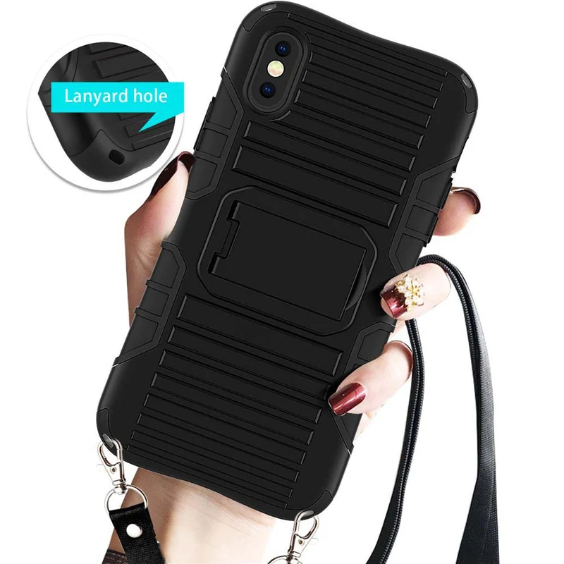 Cadorabo Hülle kompatibel mit Apple iPhone X / XS Outdoor Hybrid Schutzhülle mit Standfunktion im Heavy Duty Design