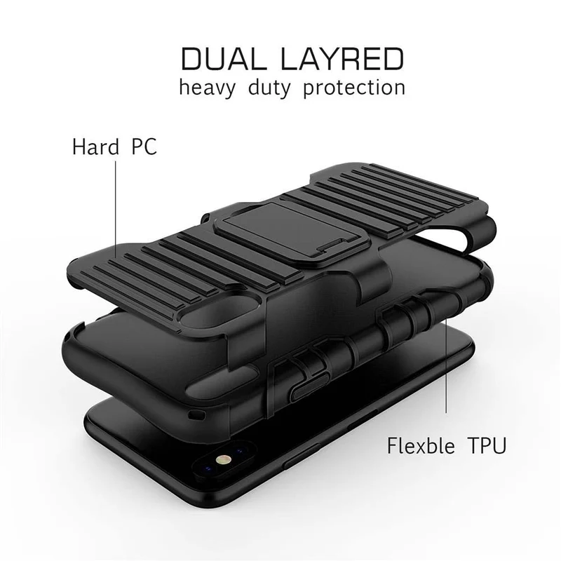 Cadorabo Hülle kompatibel mit Apple iPhone X / XS Outdoor Hybrid Schutzhülle mit Standfunktion im Heavy Duty Design