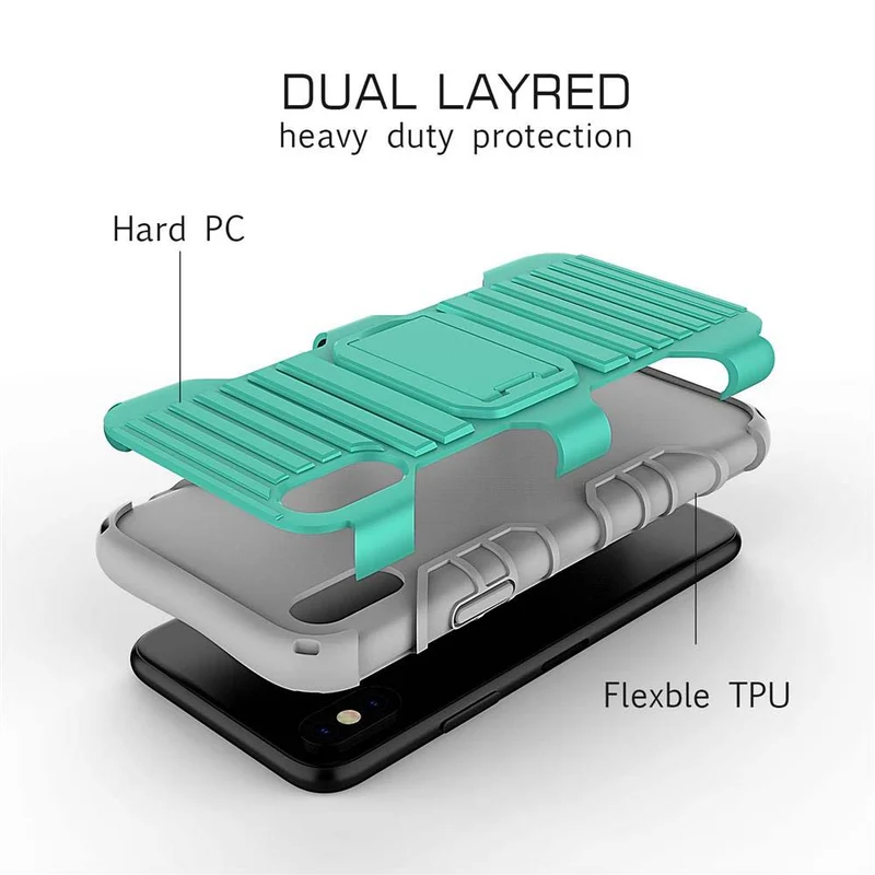 Cadorabo Hülle kompatibel mit Apple iPhone X / XS Outdoor Hybrid Schutzhülle mit Standfunktion im Heavy Duty Design