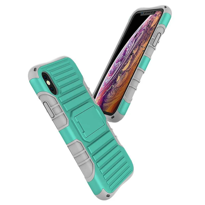 Cadorabo Hülle kompatibel mit Apple iPhone X / XS Outdoor Hybrid Schutzhülle mit Standfunktion im Heavy Duty Design