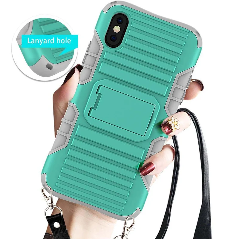 Cadorabo Hülle kompatibel mit Apple iPhone X / XS Outdoor Hybrid Schutzhülle mit Standfunktion im Heavy Duty Design