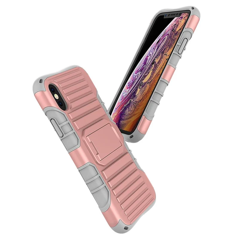 Cadorabo Hülle kompatibel mit Apple iPhone X / XS Outdoor Hybrid Schutzhülle mit Standfunktion im Heavy Duty Design