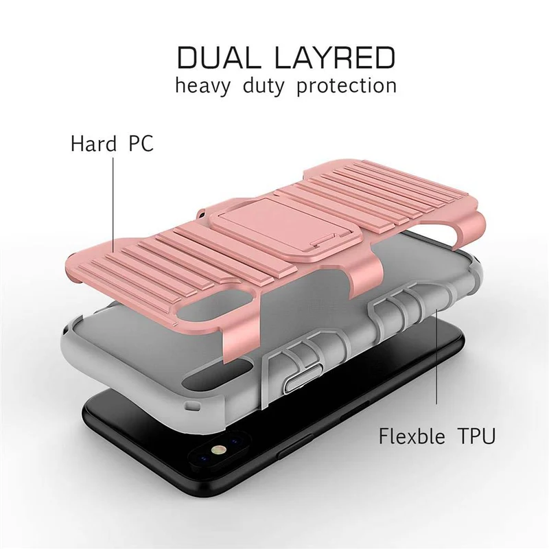 Cadorabo Hülle kompatibel mit Apple iPhone X / XS Outdoor Hybrid Schutzhülle mit Standfunktion im Heavy Duty Design