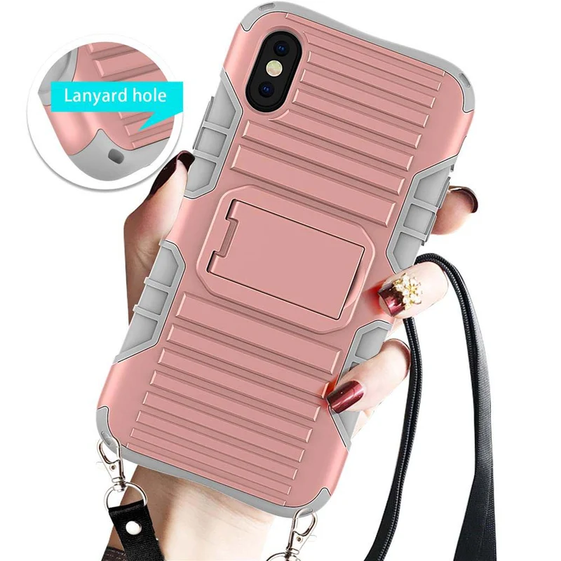 Cadorabo Hülle kompatibel mit Apple iPhone X / XS Outdoor Hybrid Schutzhülle mit Standfunktion im Heavy Duty Design