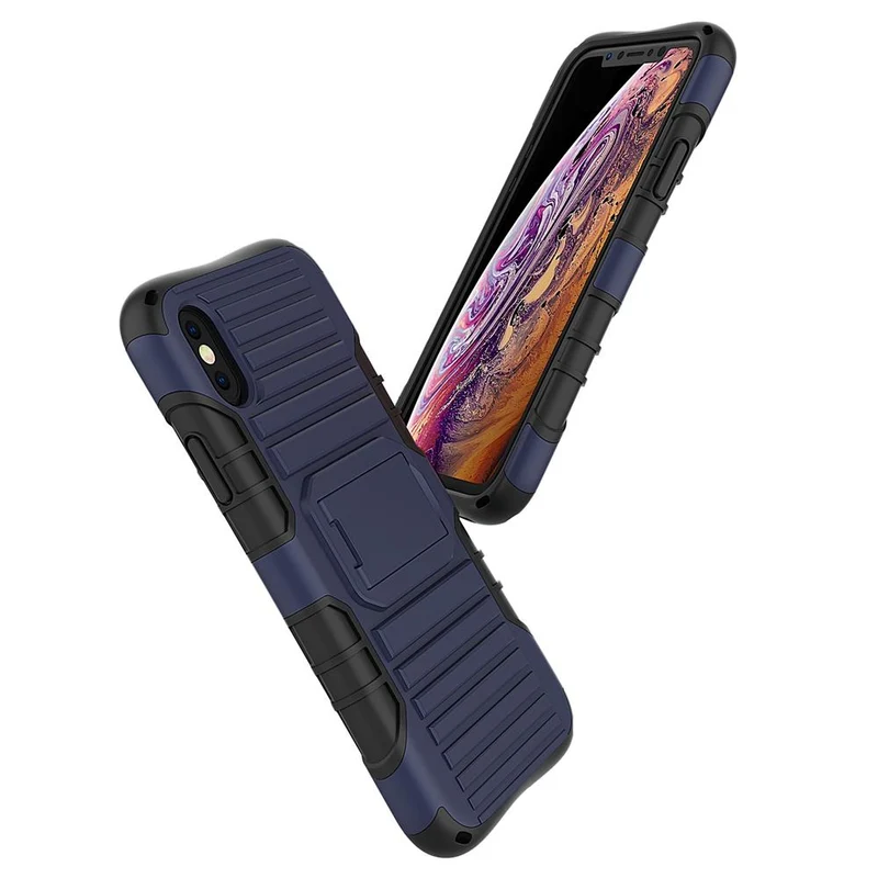 Cadorabo Hülle kompatibel mit Apple iPhone X / XS Outdoor Hybrid Schutzhülle mit Standfunktion im Heavy Duty Design