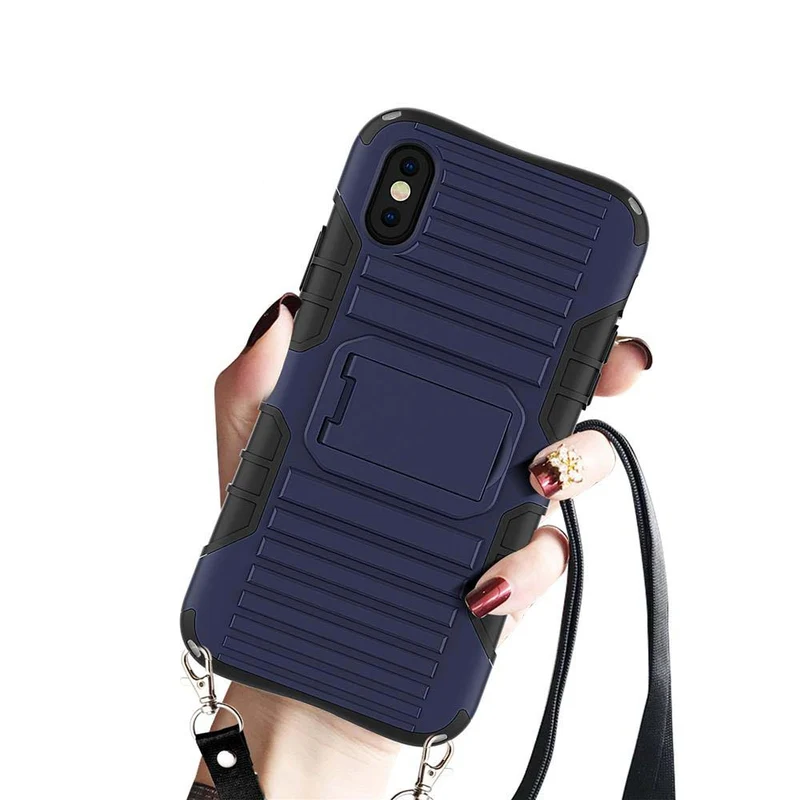 Cadorabo Hülle kompatibel mit Apple iPhone X / XS Outdoor Hybrid Schutzhülle mit Standfunktion im Heavy Duty Design