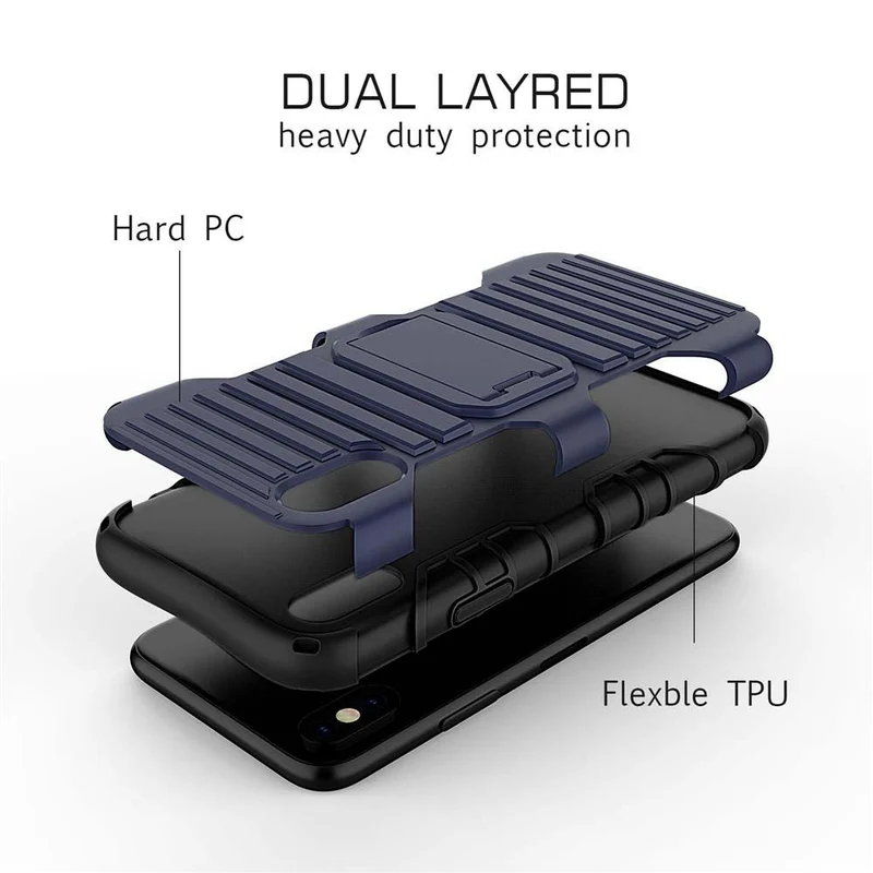 Cadorabo Hülle kompatibel mit Apple iPhone X / XS Outdoor Hybrid Schutzhülle mit Standfunktion im Heavy Duty Design