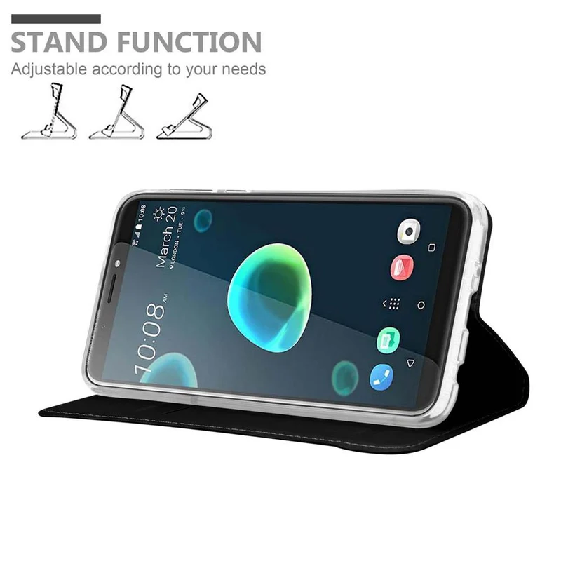 Cadorabo Hülle kompatibel mit HTC Desire 12 PLUS Schutzhülle mit Magnetverschluss, Standfunktion und Kartenfach
