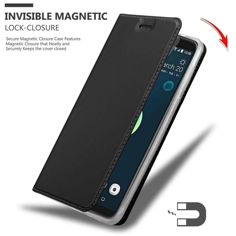 Cadorabo Hülle kompatibel mit HTC Desire 12 PLUS Schutzhülle mit Magnetverschluss, Standfunktion und Kartenfach