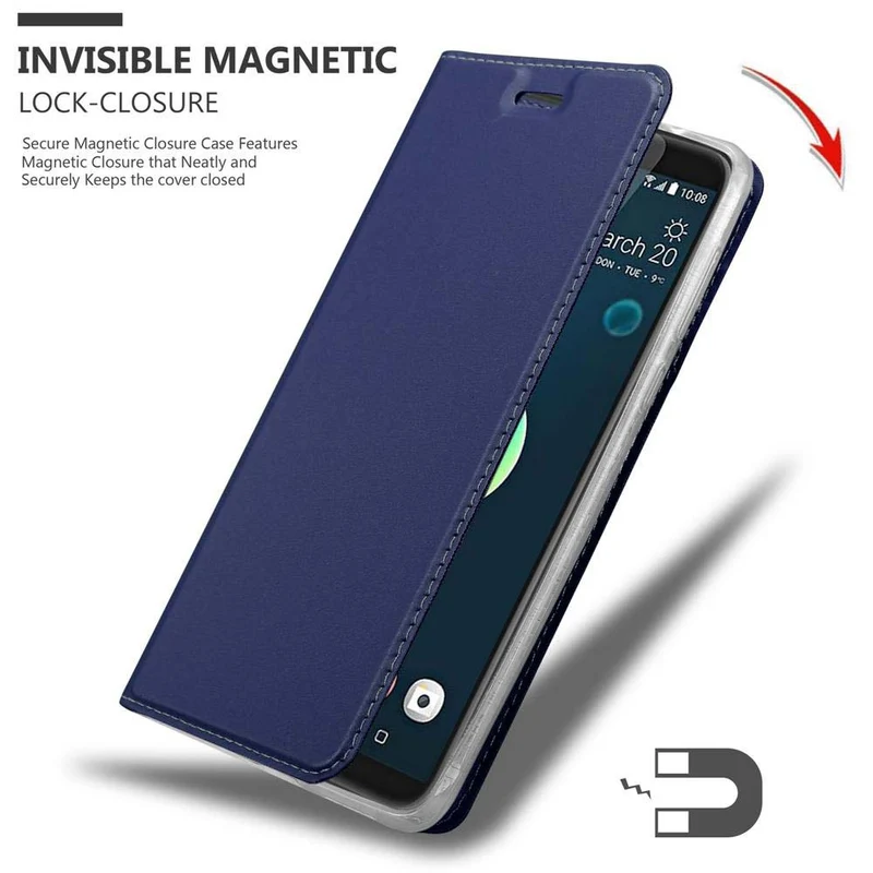 Cadorabo Hülle kompatibel mit HTC Desire 12 PLUS Schutzhülle mit Magnetverschluss, Standfunktion und Kartenfach