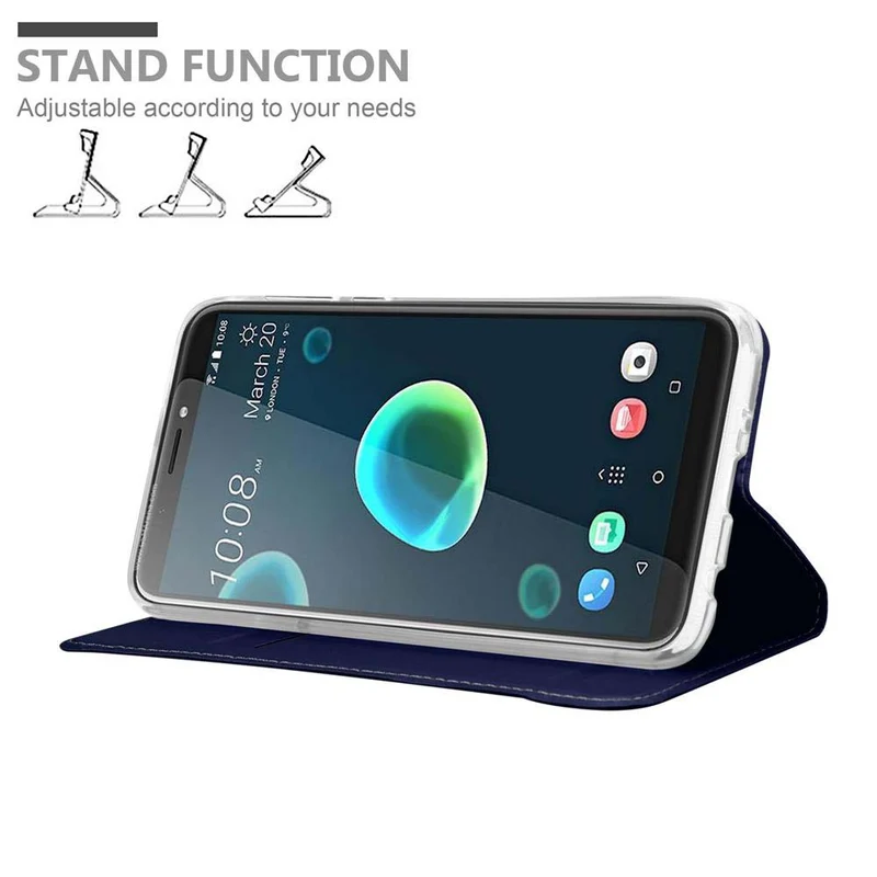 Cadorabo Hülle kompatibel mit HTC Desire 12 PLUS Schutzhülle mit Magnetverschluss, Standfunktion und Kartenfach