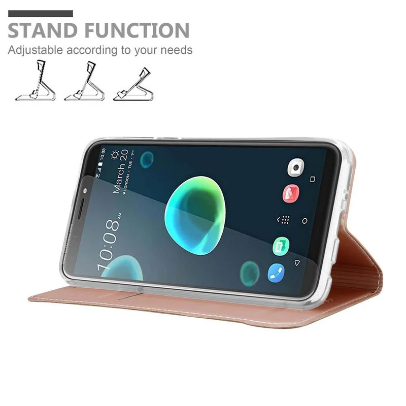 Cadorabo Hülle kompatibel mit HTC Desire 12 PLUS Schutzhülle mit Magnetverschluss, Standfunktion und Kartenfach
