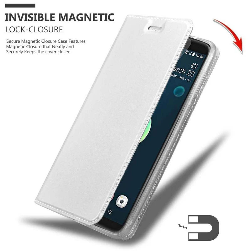 Cadorabo Hülle kompatibel mit HTC Desire 12 PLUS Schutzhülle mit Magnetverschluss, Standfunktion und Kartenfach