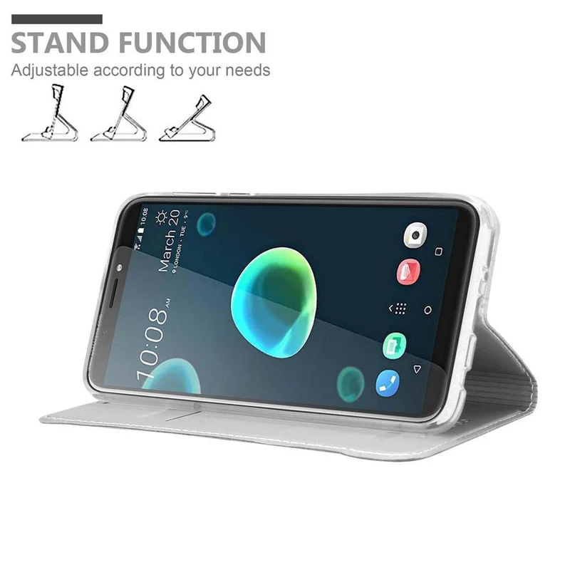 Cadorabo Hülle kompatibel mit HTC Desire 12 PLUS Schutzhülle mit Magnetverschluss, Standfunktion und Kartenfach