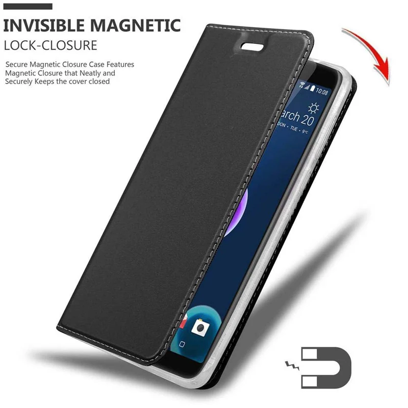 Cadorabo Hülle kompatibel mit HTC Desire 12 Schutzhülle mit Magnetverschluss, Standfunktion und Kartenfach