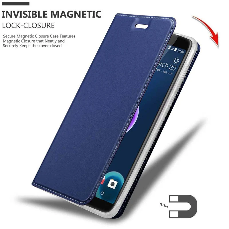 Cadorabo Hülle kompatibel mit HTC Desire 12 Schutzhülle mit Magnetverschluss, Standfunktion und Kartenfach