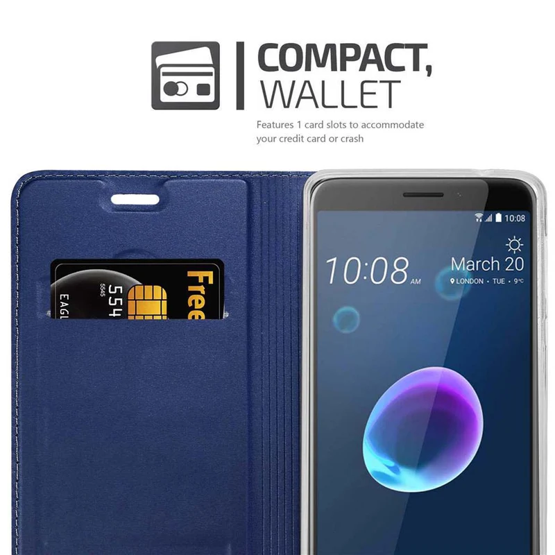 Cadorabo Hülle kompatibel mit HTC Desire 12 Schutzhülle mit Magnetverschluss, Standfunktion und Kartenfach