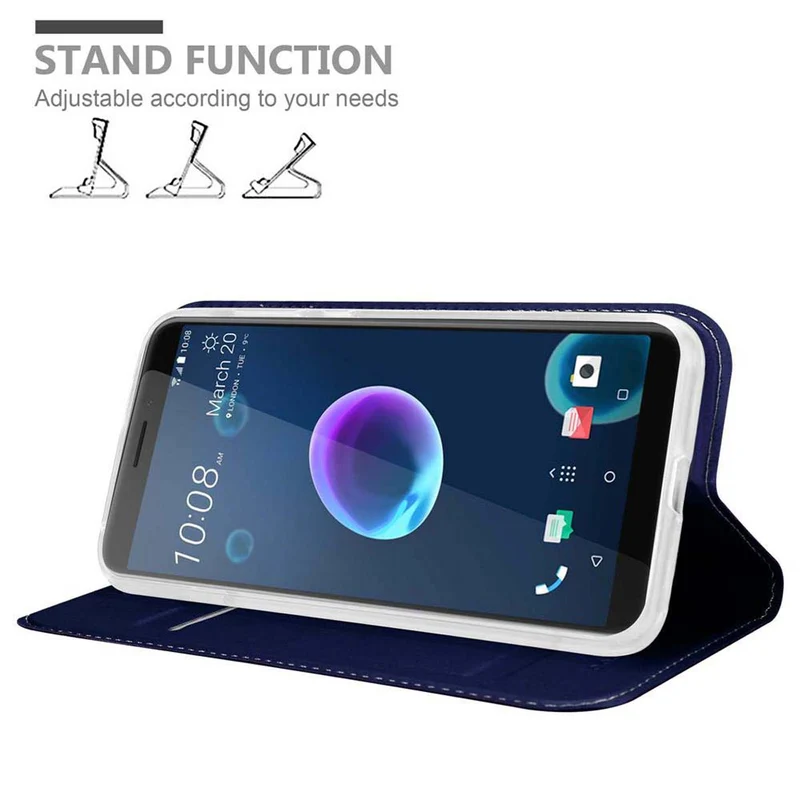 Cadorabo Hülle kompatibel mit HTC Desire 12 Schutzhülle mit Magnetverschluss, Standfunktion und Kartenfach